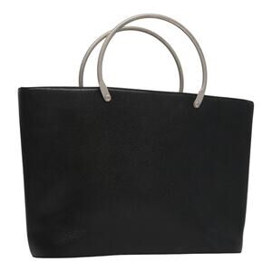 CHANEL Hand Bag Caviar Skin Black Silver CC